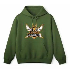 Green hoodie with Las Vegas Hornets Major League Drone Racing team logo.