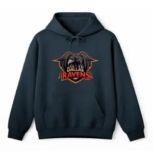 Navy hoodie with Dallas Ravens Major League Drone Racing team logo.