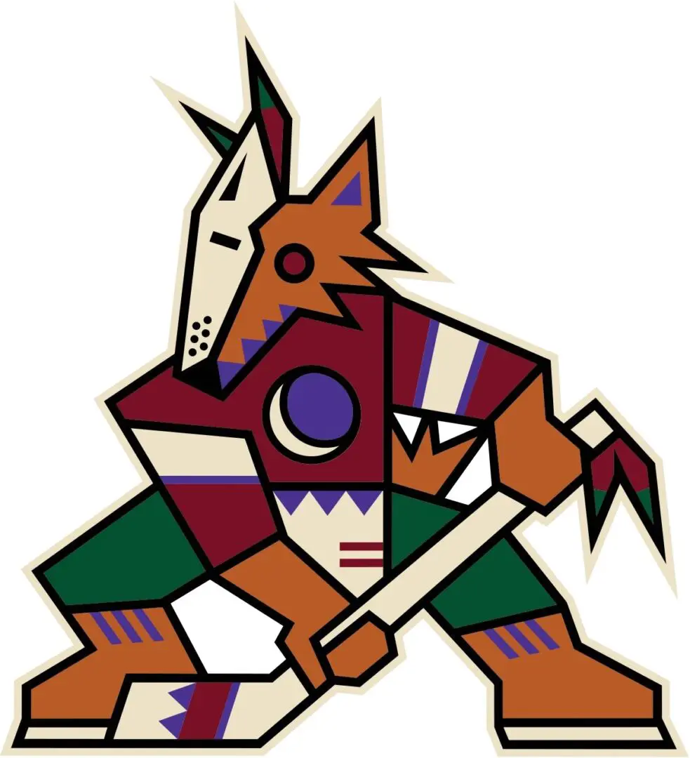 A stylized image of an animal playing hockey.