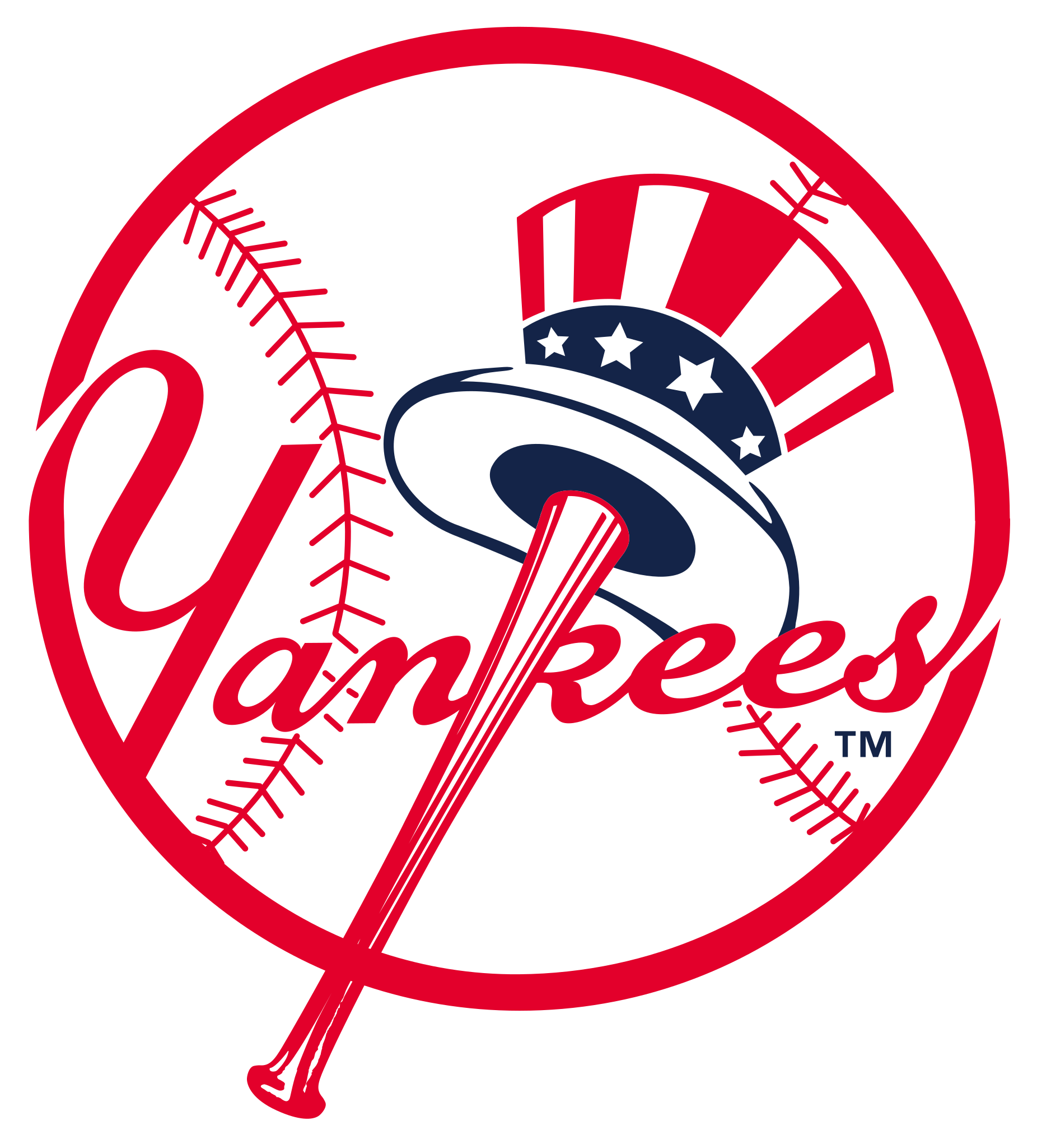 A baseball logo with the word yankees written in it.