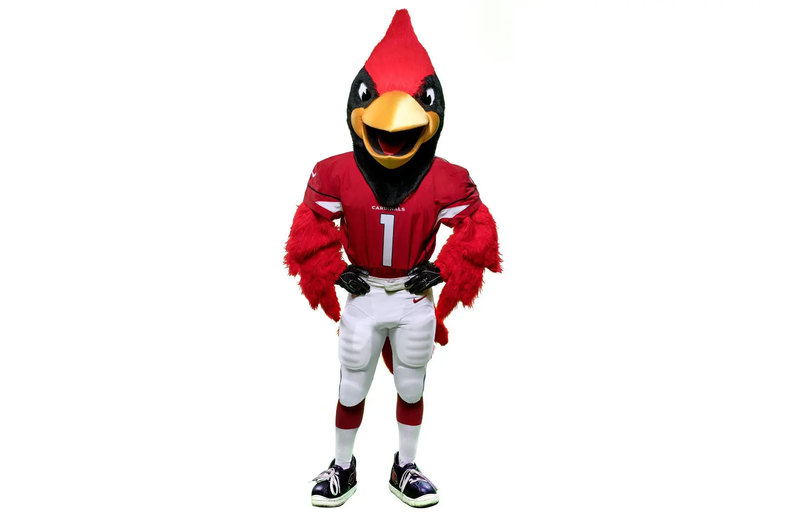 A mascot character wearing red and white uniform.