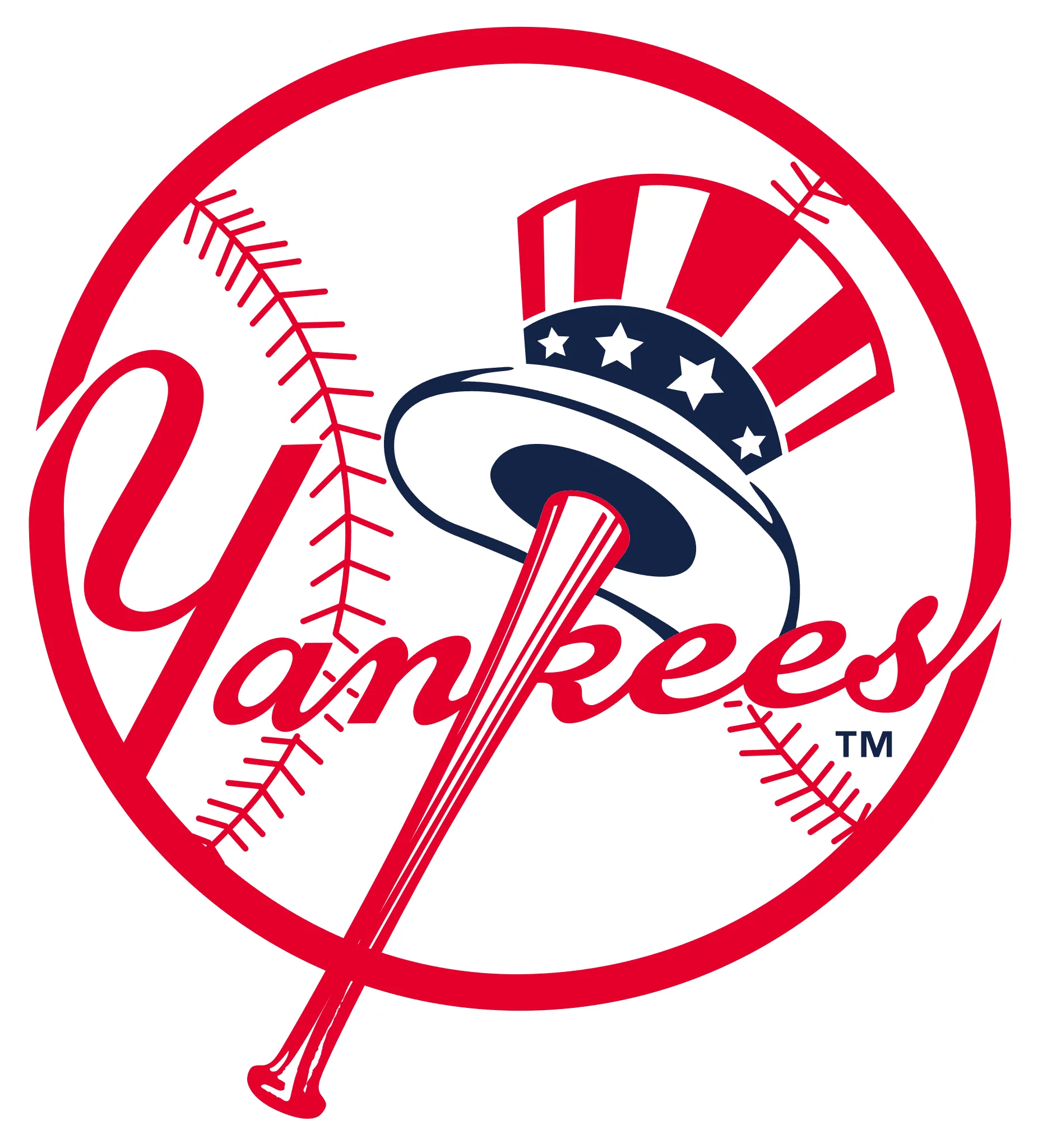 Yankees logo with baseball and hat.